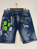 Dsquared2 distressed paint-splatter denim shorts