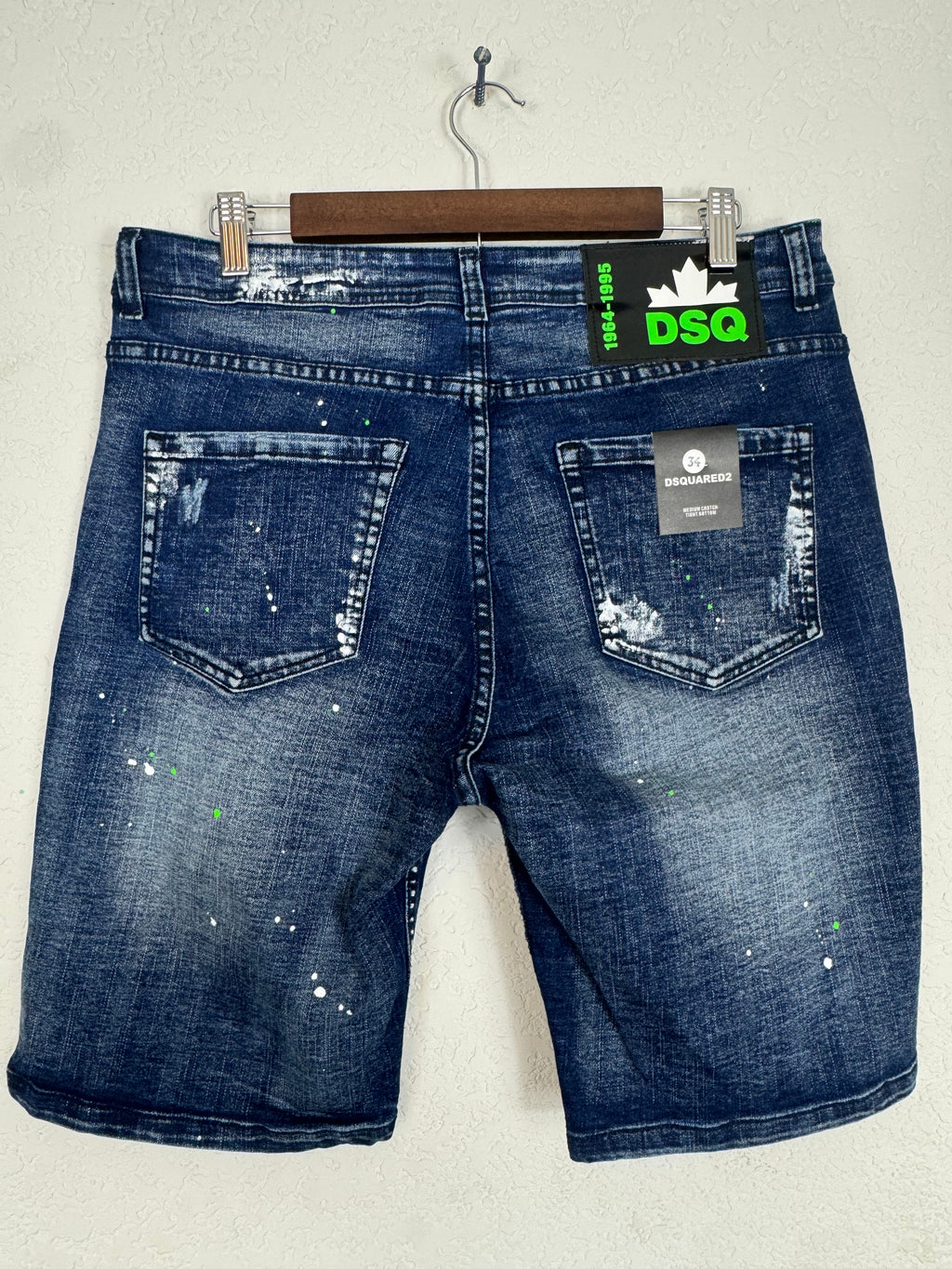 Dsquared2 distressed paint-splatter denim shorts