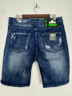Dsquared2 distressed paint-splatter denim shorts