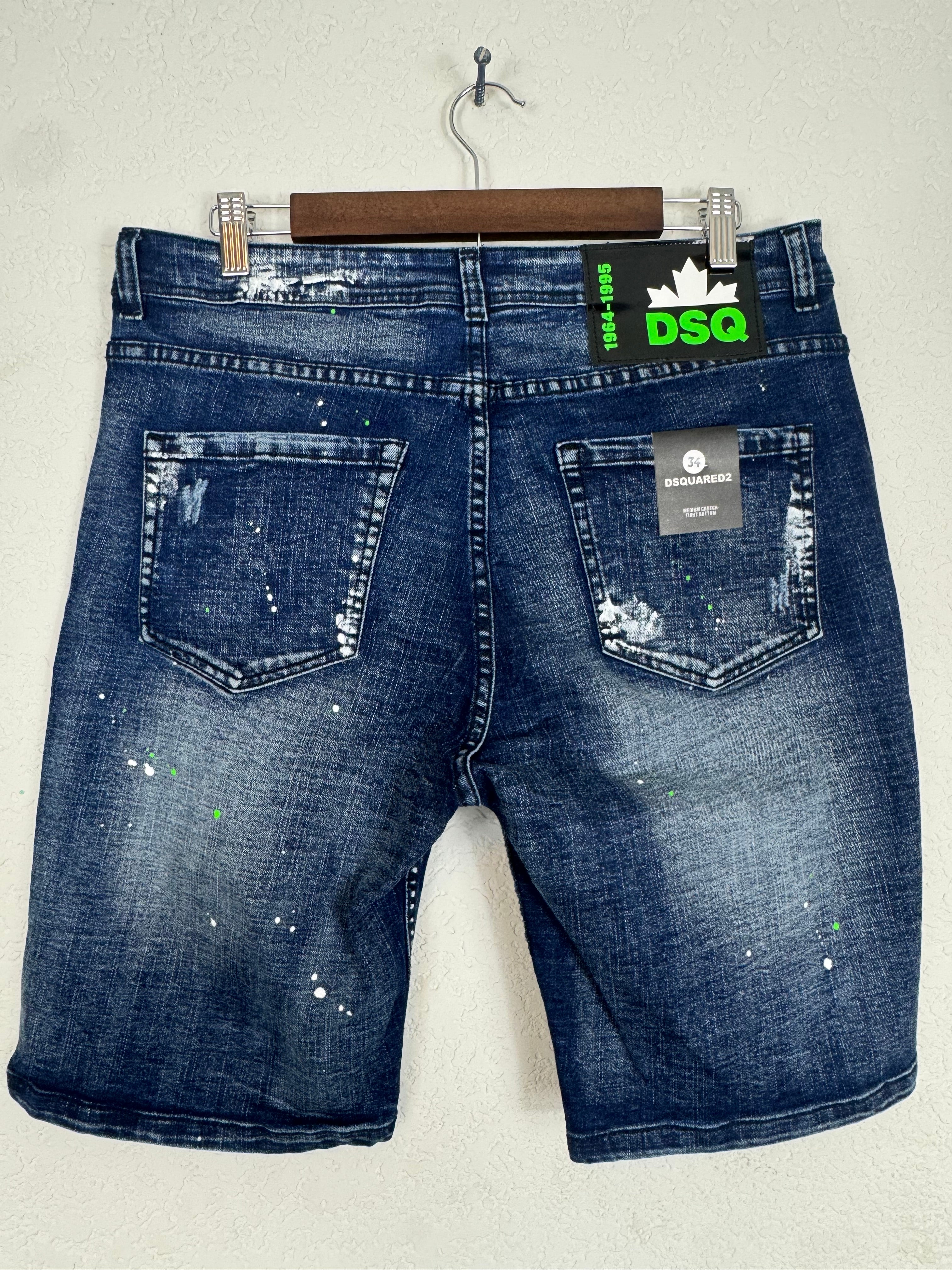 Dsquared2 distressed paint-splatter denim shorts