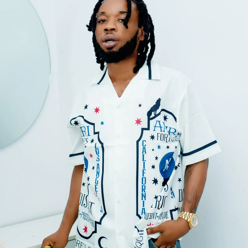 AMIRI Men's Fortune Bowling Tee in Alabaster.