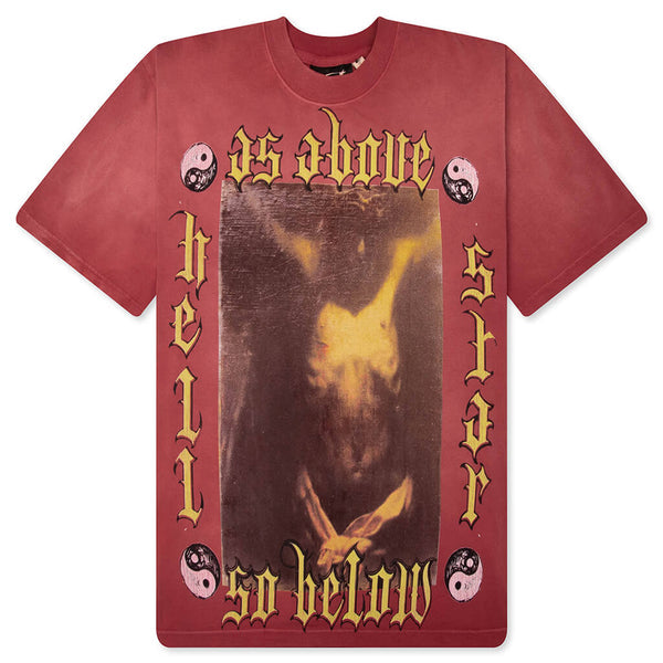 Hellstar "As Above So Below" T-Shirt in Red.