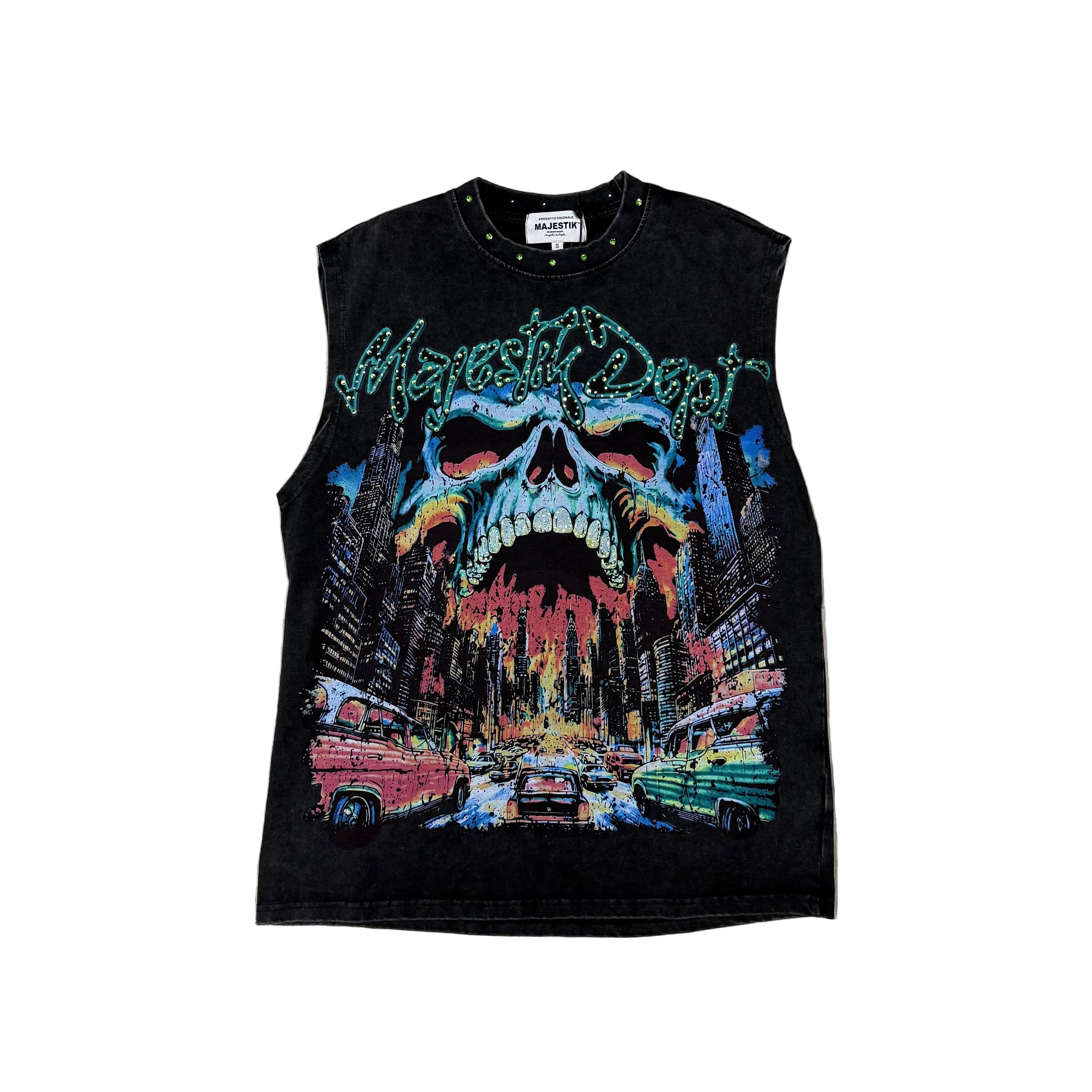 Majestik Global Graphic Sleeveless Tank Top.