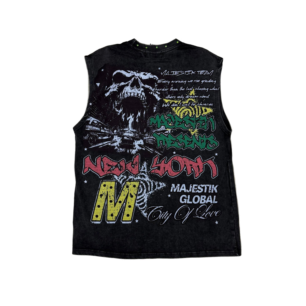Majestik Global Graphic Sleeveless Tank Top.