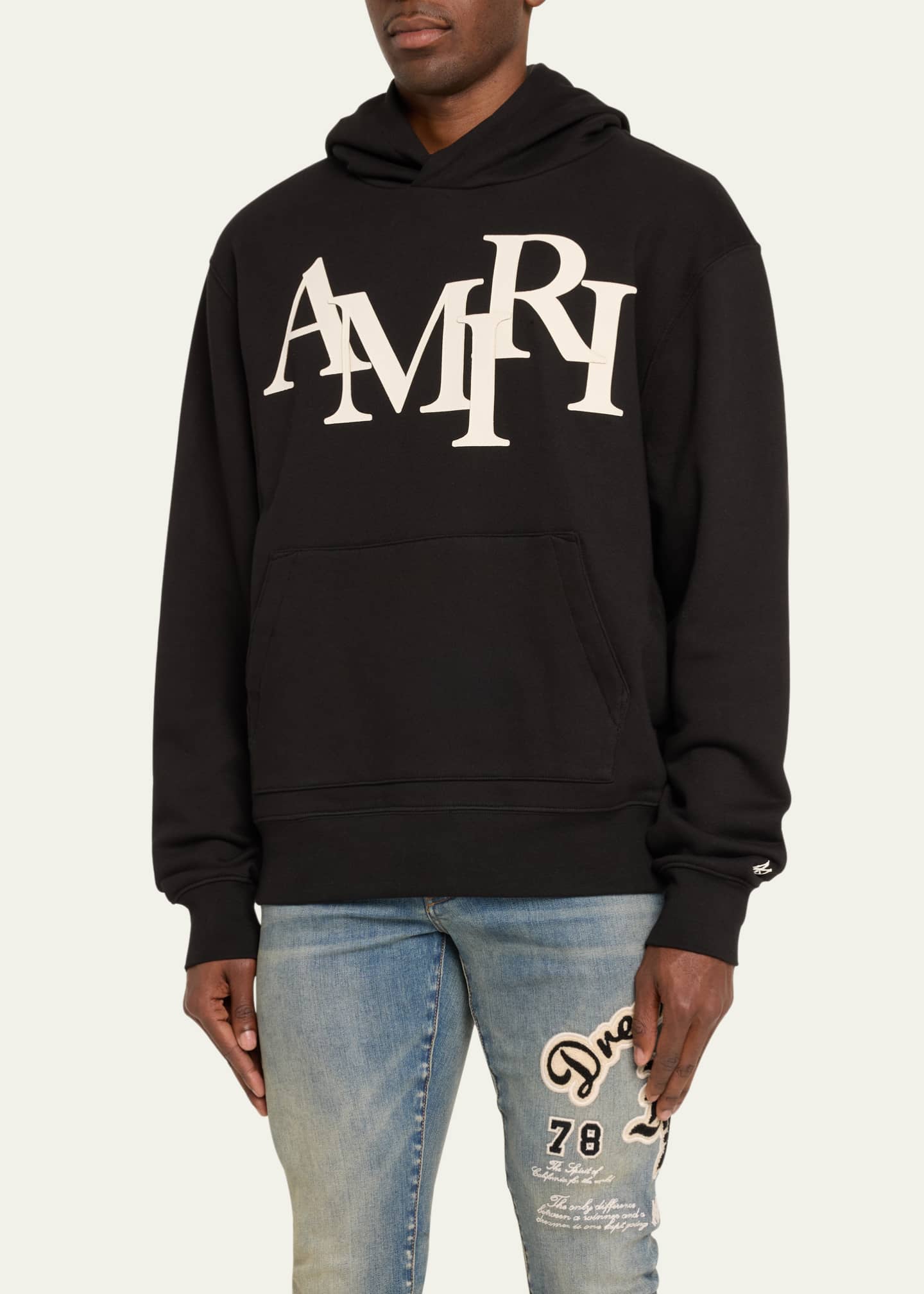 AMIRI Staggered Logo Cotton Hoodie.