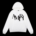 AMIRI Men's Staggered Logo Hoodie in white.