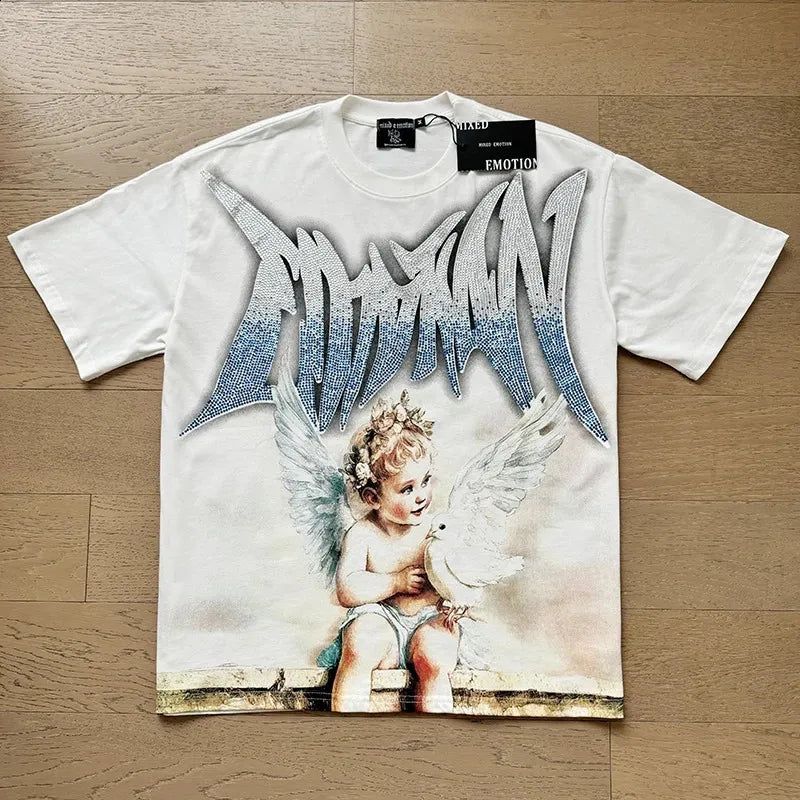 white Mixed Emotion "Dove" rhinestone