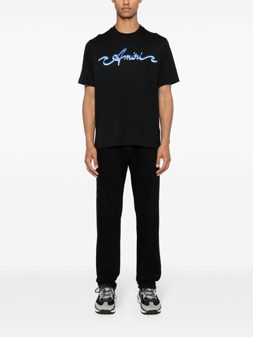 AMIRI Wave Logo Cotton T-Shirt in black.