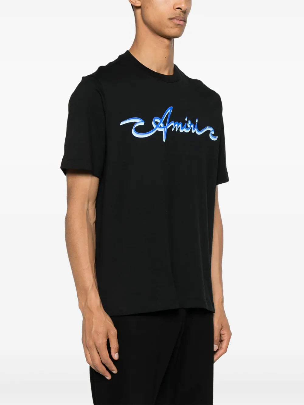 AMIRI Wave Logo Cotton T-Shirt in black.