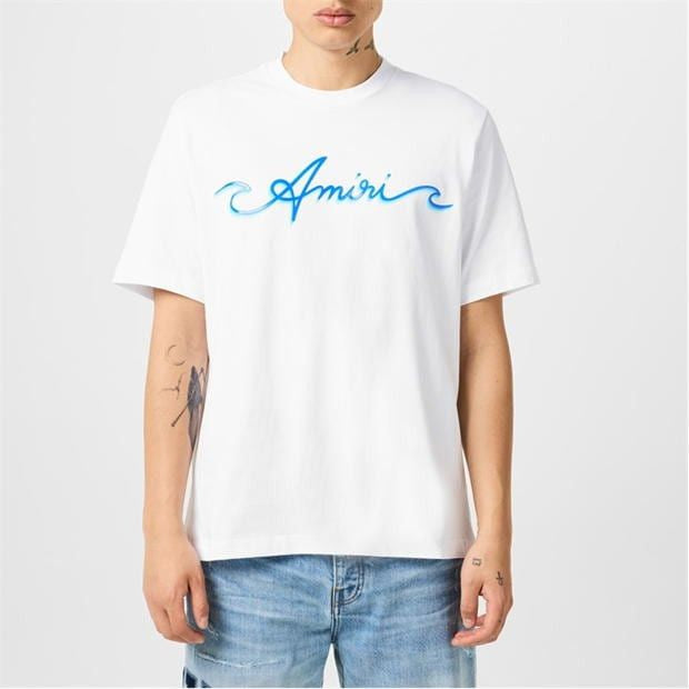 AMIRI Wave Logo-Print Cotton T-Shirt white