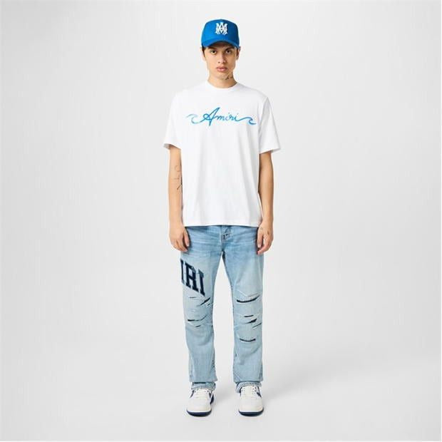 AMIRI Wave Logo-Print Cotton T-Shirt white