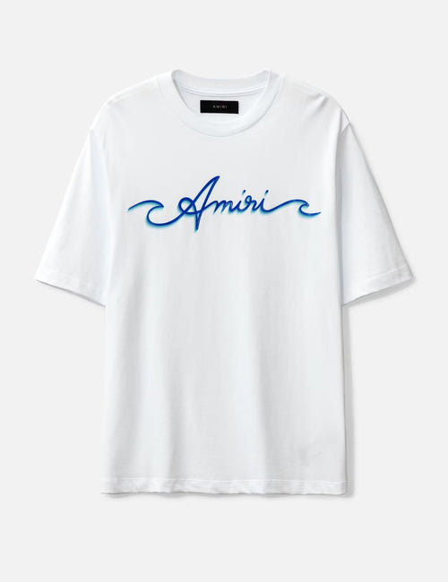 AMIRI Wave Logo-Print Cotton T-Shirt white