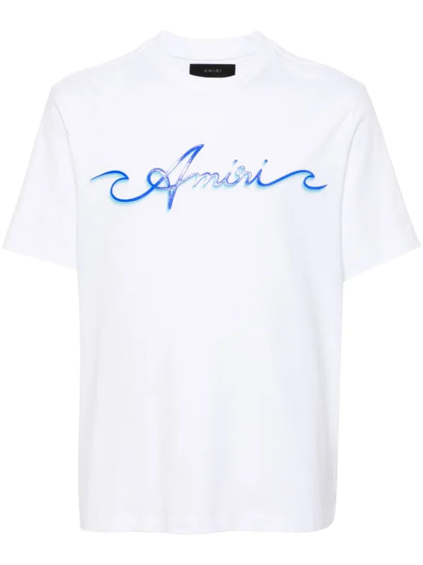AMIRI Wave Logo-Print Cotton T-Shirt white
