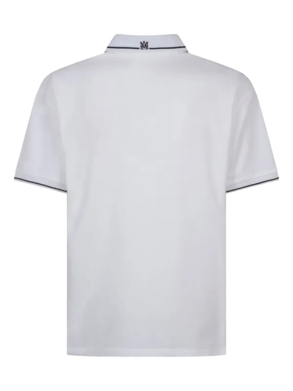 AMIRI MA Core Logo Polo Shirt in white with black trim