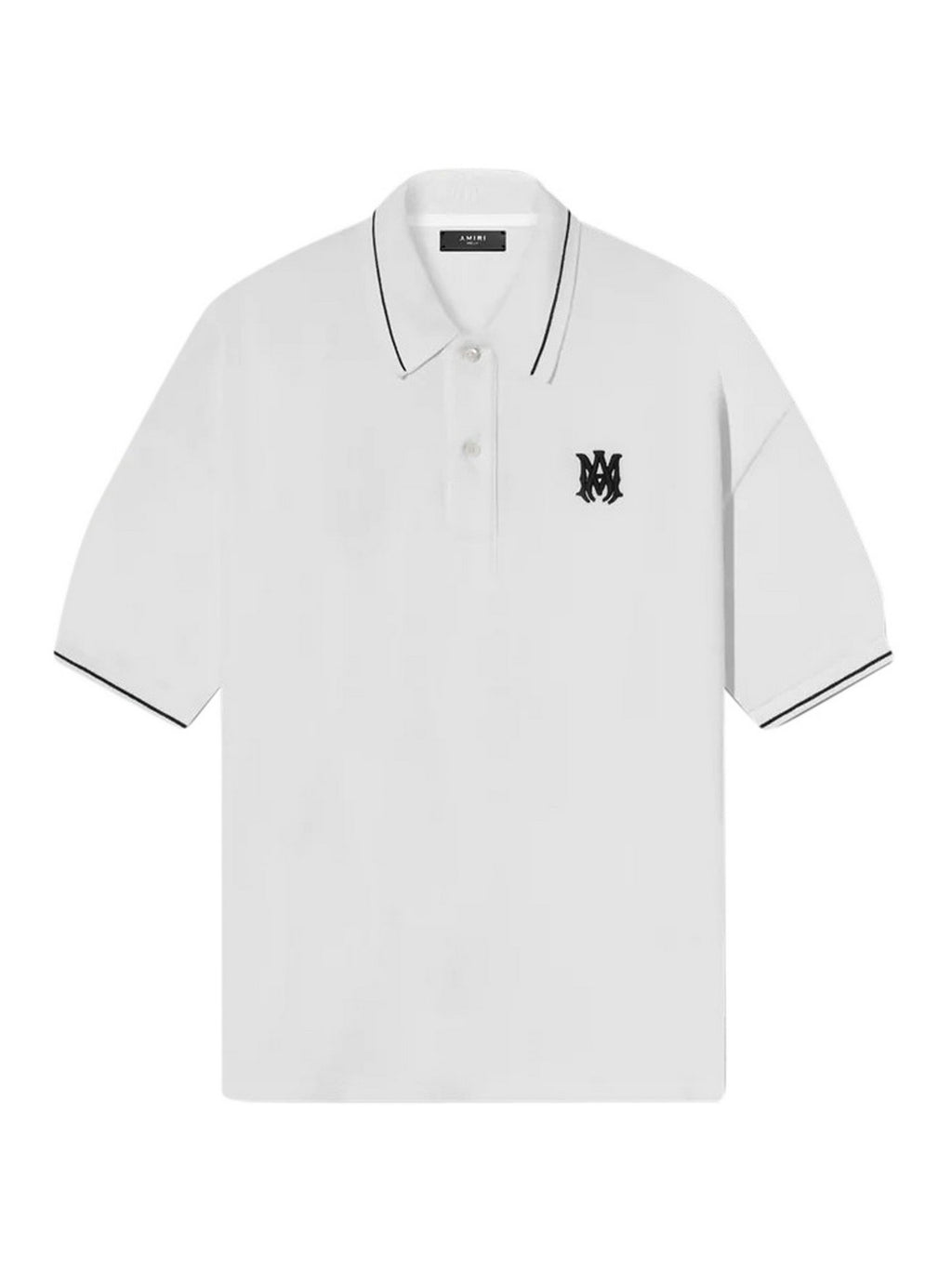 AMIRI MA Core Logo Polo Shirt in white with black trim
